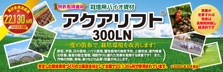 アクアリフト300ln 公式サイト 植物用バイオ製剤 作物の生育不良を引き起こす硫化物 有害物を分解して栽培に適した土に改善します